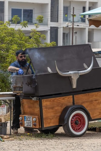 Mobile bbq trailer wood - -, wood/