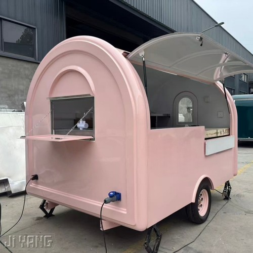 Pink rounded food trailer - pink,